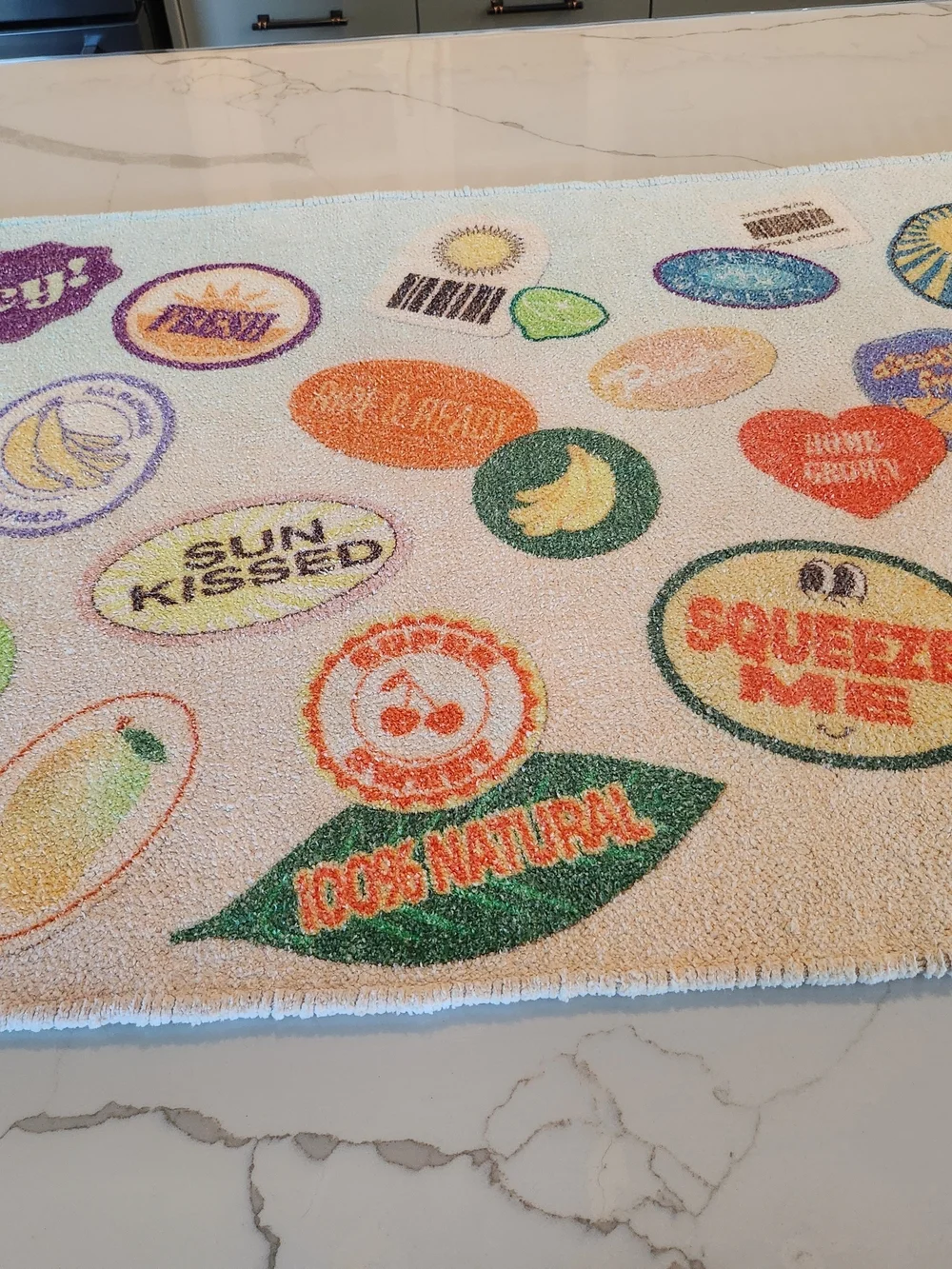 Urban Outfitters Multicolor Fruit Patch Door Mat - White Base